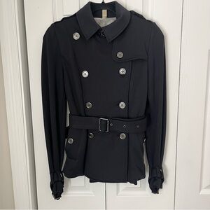 Burberry Brit Black Utility Equestrian Style Fitted Knit Jacket Size 8